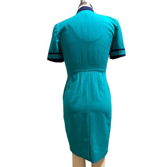 Vintage Green mini Pencil Dress 80s Button Up Sheath - Picture 7 of 8